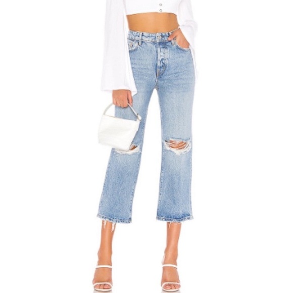 Free People We The Free Ranger Wide Leg Cropped Ripped Jeans, Sky - Size 28 - Picture 2 of 10
